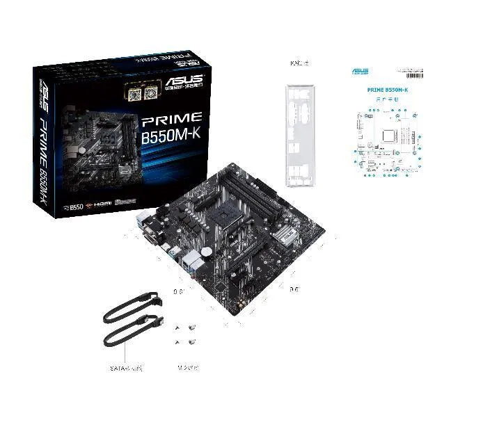 Mainboard|ASUS|AMD B550|SAM4|MicroATX|2xPCI-Express 3.0 1x|2xM.2|1xPCI-Express 4.0 16x|Memory DDR4|Memory slots 4|1x15pin D-sub|1xDVI|1xHDMI|6xUSB 3.2|1xPS/2|1xRJ45|3xAudio port|PRIMEB550M-K