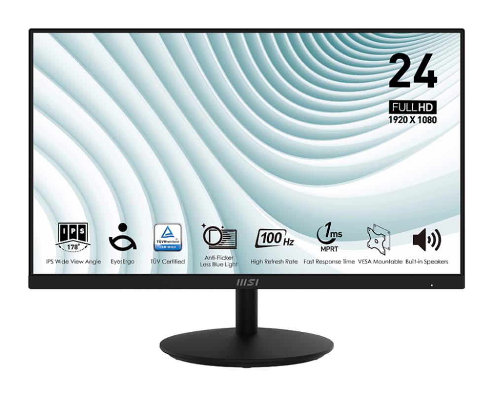 LCD Monitor|MSI|PRO MP242A|24"|Panel IPS|1920x1080|100Hz|Matte|1 ms|Speakers|Tilt|Colour Black|PROMP242A