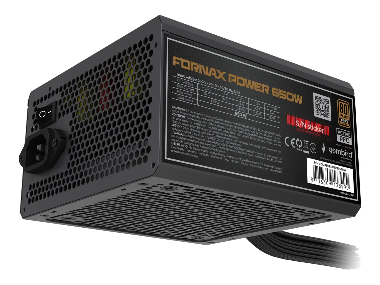 GEMBIRD Power supply unit 650W active PF