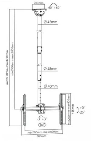 LH-GROUP CEILING MOUNT WITH 2,5-3M PIPE