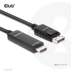 CABLE DP TO HDMI 3M/M/M CAC-1087 CLUB3D
