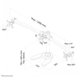NEWSTAR FLAT SCREEN DESK MOUNT (STAND/GROMMET) 10-27" BLACK