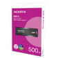 External SSD|ADATA|SC610|500GB|USB 3.2|Write speed 500 MBytes/sec|Read speed 550 MBytes/sec|SC610-500G-CBK/RD