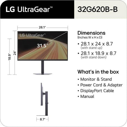 LCD Monitor|LG|32 "|2560 x 1440 pixels|Quad HD|Native aspect ratio 16:9|LED|Flat|32G620B-B