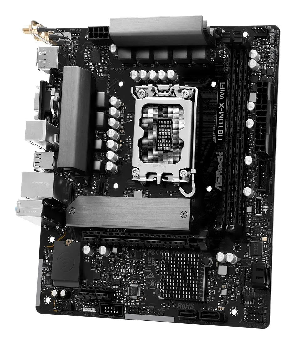 Mainboard|ASROCK|Intel H810|LGA 1851 (Socket V1)|micro ATX|RAM DDR5-SDRAM|2xSlots|Wi-Fi Yes|Bluetooth Yes|1xNumber of M.2 (M) slots|H810M-XWIFI
