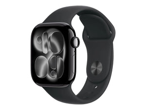 Apple Watch Series 11 GPS + Cellular 42mm Jet Black Aluminium Case with Black Sport Band - M/L | Apple