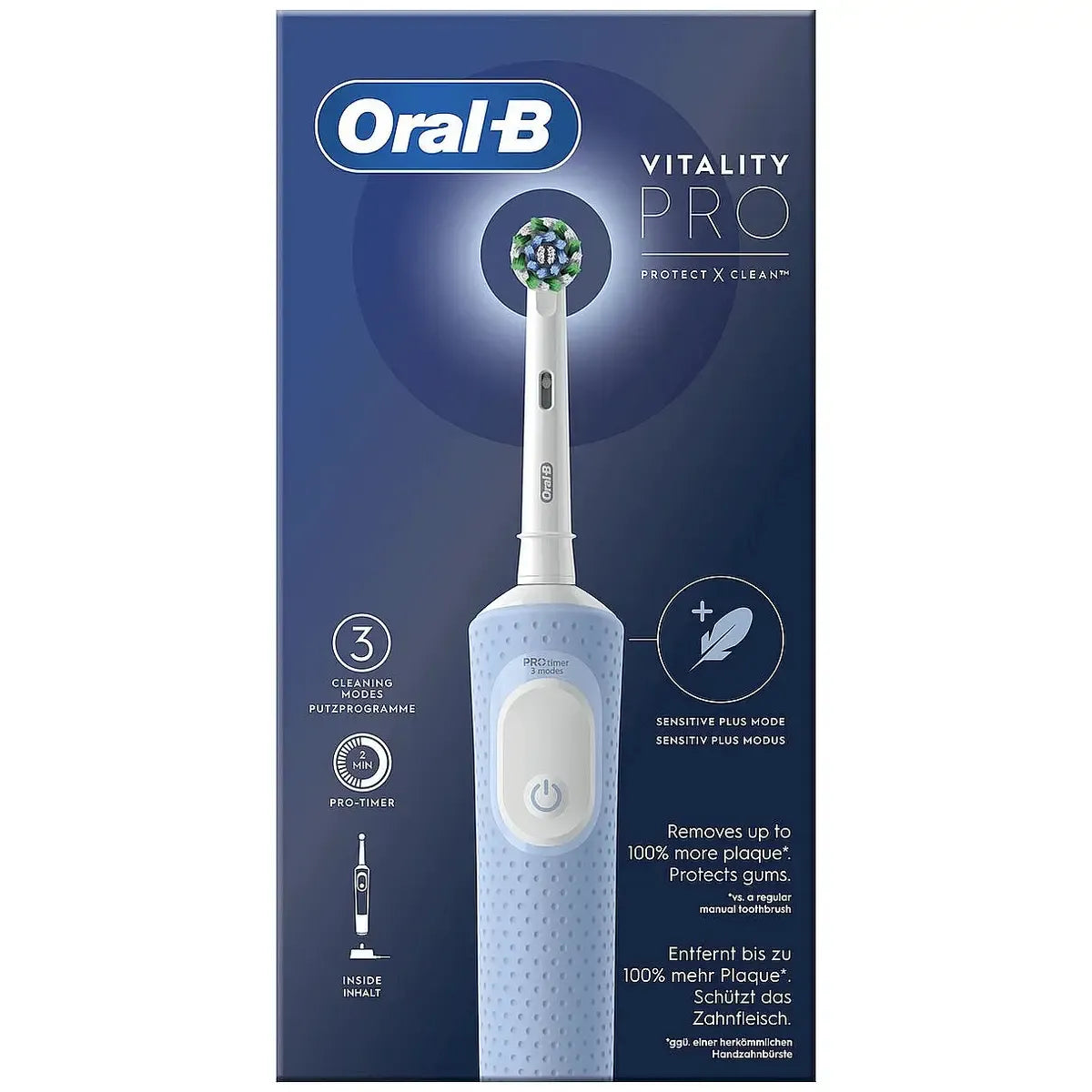 Oral-B | Electric Toothbrush | Vitality Pro | Rechargeable | For adults | Number of brush heads included 1 | Number of teeth brushing modes 3 | Blue