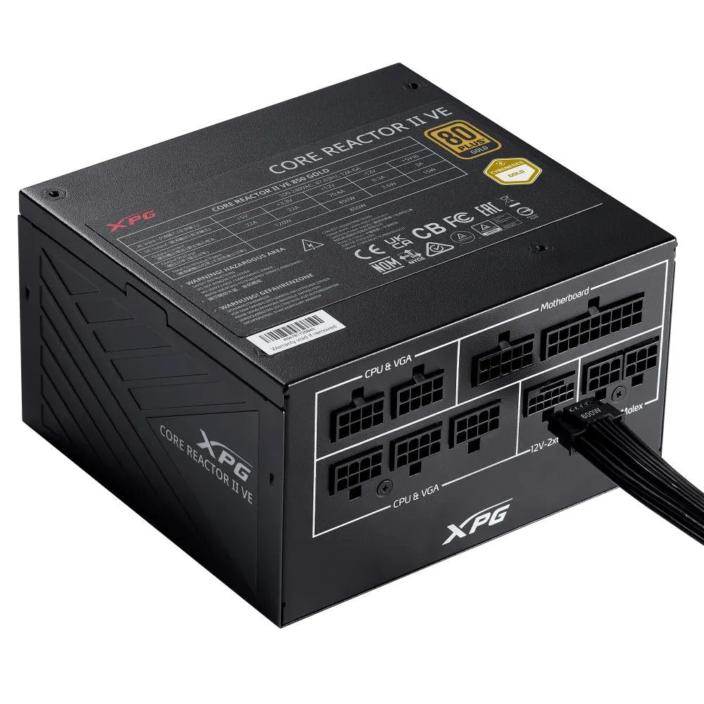 Power Supply|ADATA|CORE REACTOR II VE|750 Watts|Efficiency 80 PLUS GOLD|PFC Active|MTBF 100000 hours|COREREACTORIIVE750G-BKCEU