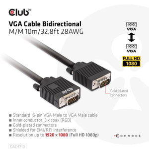 CABLE VGA TO VGA 10M/M/M CAC-1710 CLUB3D