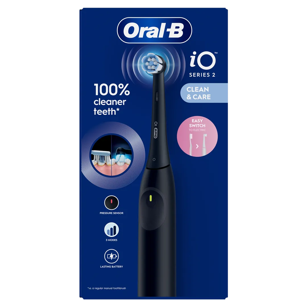 Oral-B Electric Toothbrush | iO2 | Rechargeable | For adults | Number of brush heads included 1 | Number of teeth brushing modes 3 | Night Black