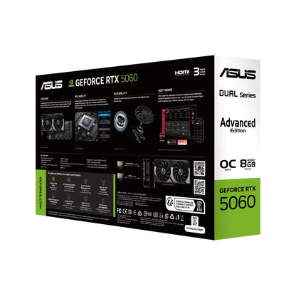 Graphics Card|ASUS|NVIDIA|GeForce RTX 5060|8 GB|GDDR7|128 bit|PCI Express 5.0|Active|DUAL-RTX5060-O8G-A
