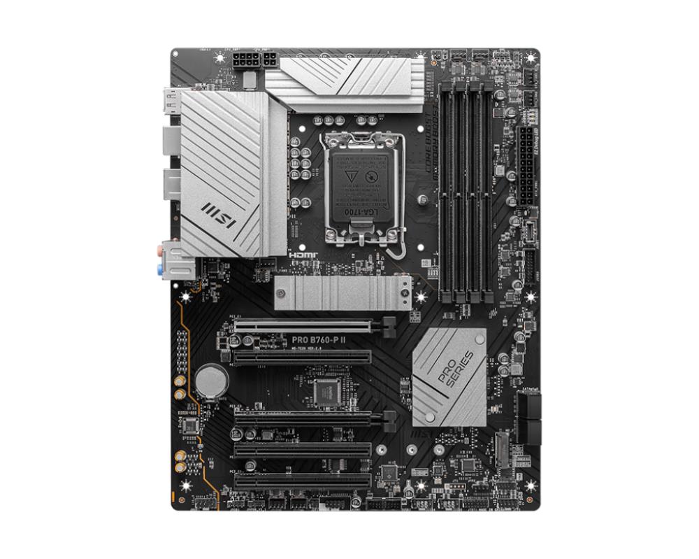 Mainboard|MSI|Intel B760 Express|LGA1700|Memory DDR5|Memory slots 4|5xPCI-Express 5.0 16x|2xM.2|1xHDMI|1xDisplayPort|2xUSB 2.0|2xUSB 3.2|1xUSB-C|1xOptical S/PDIF|1xRJ45|5xAudio port|PROB760-PII