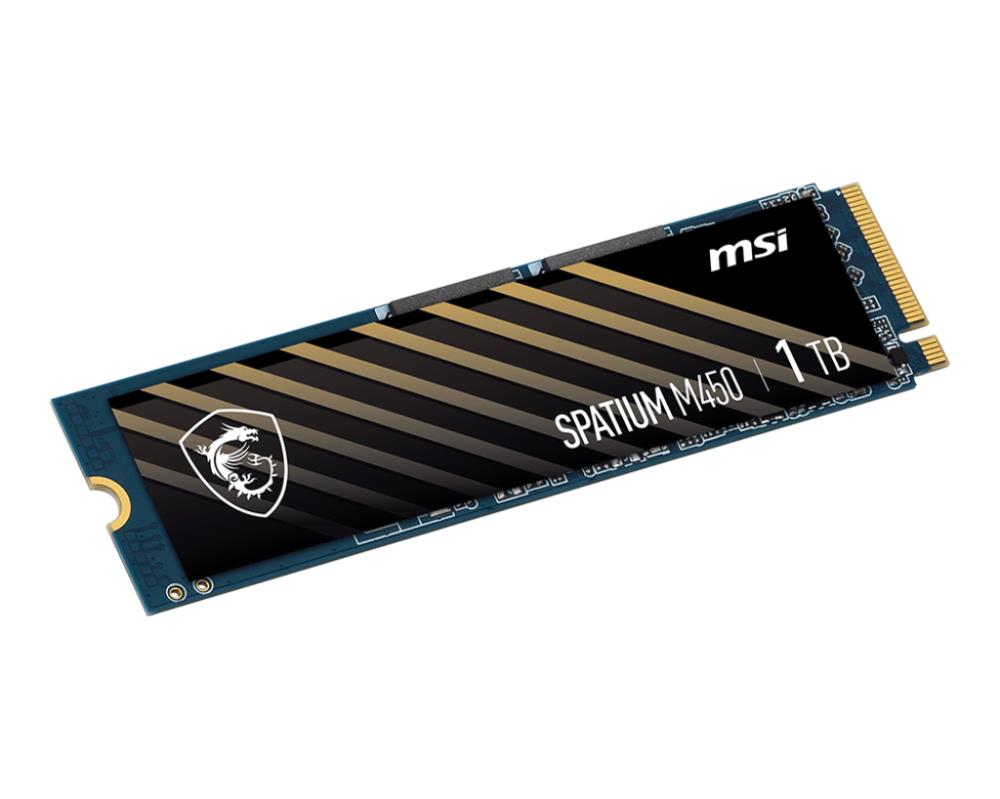 SSD|MSI|SPATIUM M450|1TB|M.2|PCIe Gen4|NVMe|3D NAND|Write speed 3000 MBytes/sec|Read speed 3600 MBytes/sec|2.15mm|TBW 600 TB|MTBF 1500000 hours|S78-440L980-P83