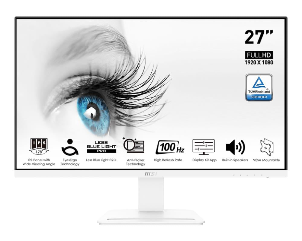 LCD Monitor|MSI|PRO MP273AW|27"|Business|Panel IPS|1920x1080|16:9|100Hz|Matte|4 ms|Speakers|Tilt|Colour White|PROMP273AW