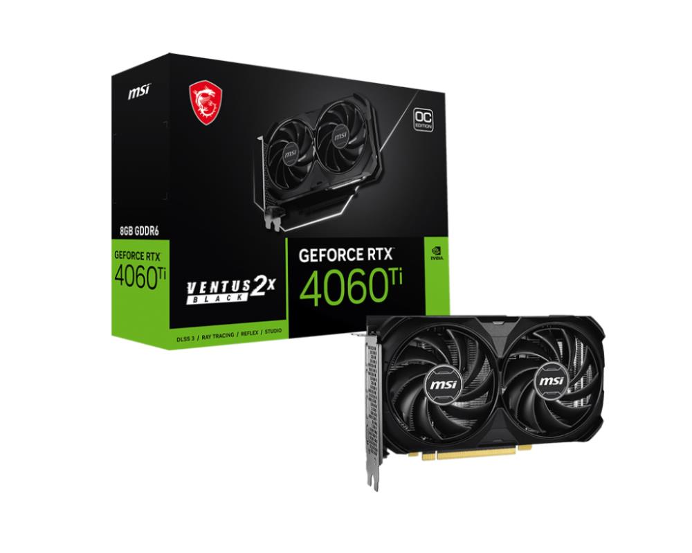 Graphics Card|MSI|NVIDIA GeForce RTX 4060 Ti|8 GB|GDDR6|128 bit|PCIE 4.0 16x|Dual Slot Fansink|1xHDMI|3xDisplayPort|RTX4060TI8GVEN2XE1OC