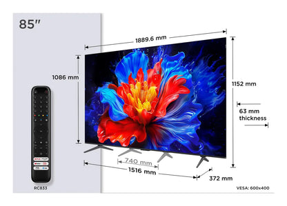 TV Set|TCL|85 "|4K Ultra HD|3840 x 2160 pixels|Flat|16:9|QLED|85P89K