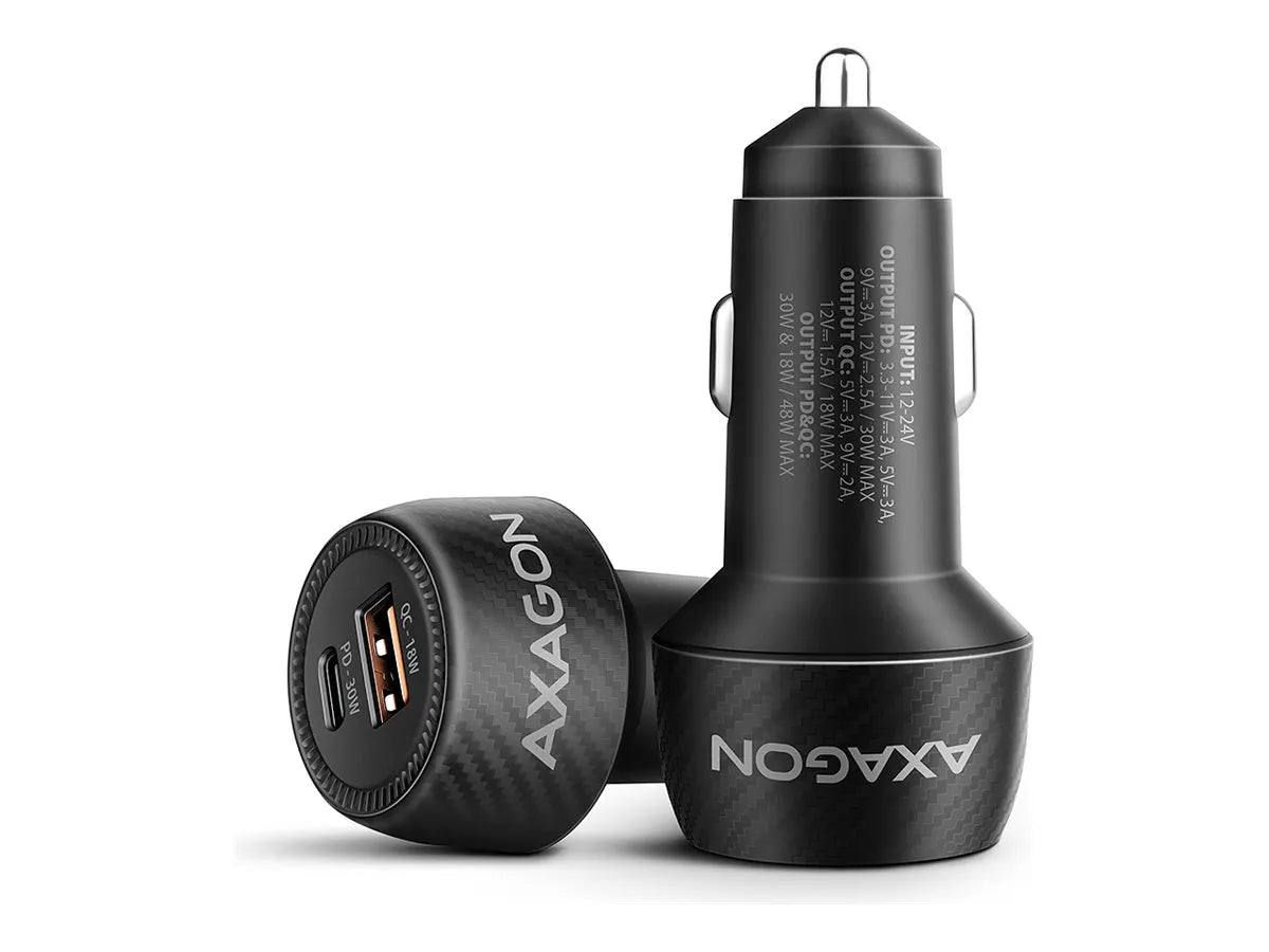 AXAGON Car charger 48W, USB-A + USB-C, PD3.0/PPS/QC4+/SFC | PWC-PQ48