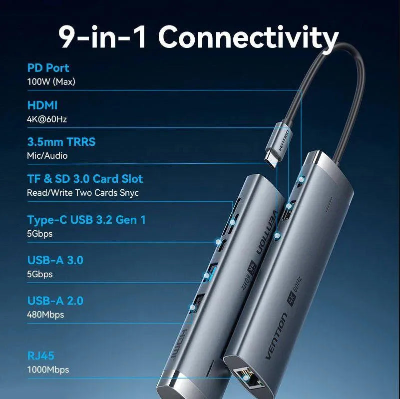 NB ACC DOCKING STATION 9IN1/USB-C 0.15M TGVHB VENTION