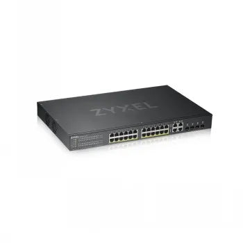 ZYXEL GS1920-24HPV2, 28 PORT SMART MANAGED POE SWITCH 24X GIGABIT COPPER POE AND 4X GIGABIT DUAL PERS., HYBRID MODE, STANDALONE OR NEBULAFLEX CLOUD, 375 WATT POE (5Y WARRANTY)