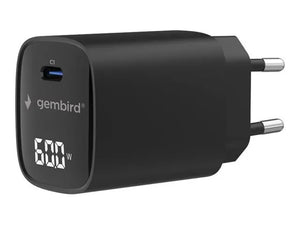 Gembird TA-UC-1C-PD60LCD-01-BK | 60W USB Type-C fast charger, LCD