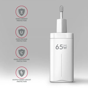 AXAGON GaN wallcharger 3x port (USB-A + 2x USB-C), PD3.0/PPS/QC4+/SFC2.0/AFC/SCP/FCP/Apple, 65W | ACU-DPQ65W