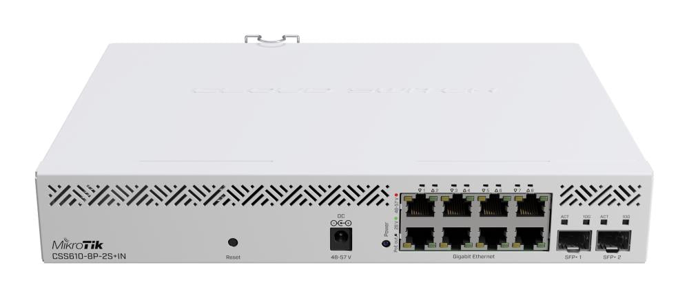 Switch|MIKROTIK|8x10Base-T / 100Base-TX / 1000Base-T|2xSFP+|CSS610-8P-2S+IN