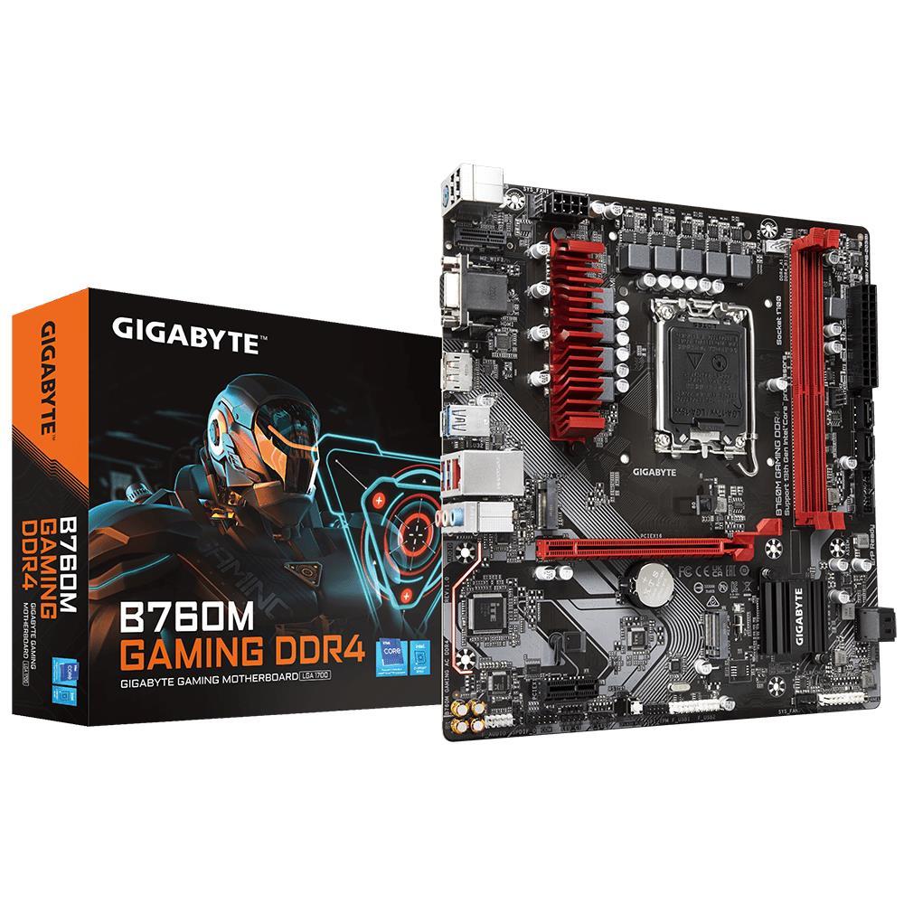 Mainboard|GIGABYTE|Intel B760 Express|LGA1700|Micro-ATX|Memory DDR4|Memory slots 2|1xPCI-Express 3.0 1x|1xPCI-Express 4.0 16x|2xM.2|1x15pin D-sub|1xHDMI|1xDisplayPort|2xAudio-In|1xAudio-Out|2xUSB 2.0|3xUSB 3.2|1xUSB-C|1xPS/2|1xRJ45|B760MGAMINGDDR41.1