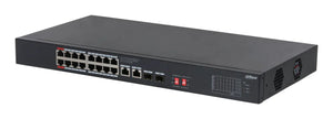 Switch|DAHUA|S3220-16GT-190|Switch type Unmanaged|Rack mounting Yes|Form factor Desktop|16xRJ-45 ports|RJ-45 Ports Type Gigabit Ethernet (10/100/1000)|2xFiber uplink ports quantity|Power over Ethernet (PoE) Yes|16xPower over Ethernet (PoE) ports quan...