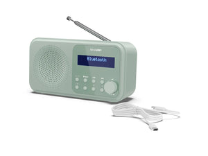 Sharp DR-P420(GN) Tokyo Portable Digital Radio, FM/DAB/DAB+, Bluetooth 5.0, USB or Battery Powered, Aquamarine Green | Sharp