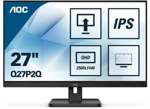 LCD Monitor|AOC|Q27P2Q|27"|Panel IPS|2560x1440|16:9|75Hz|4 ms|Speakers|Swivel|Pivot|Height adjustable|Tilt|Colour Black|Q27P2Q