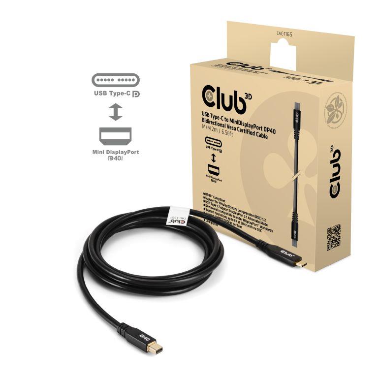 CABLE USB-C TO MINI DP 1.2M/M/M CAC-1561 CLUB3D