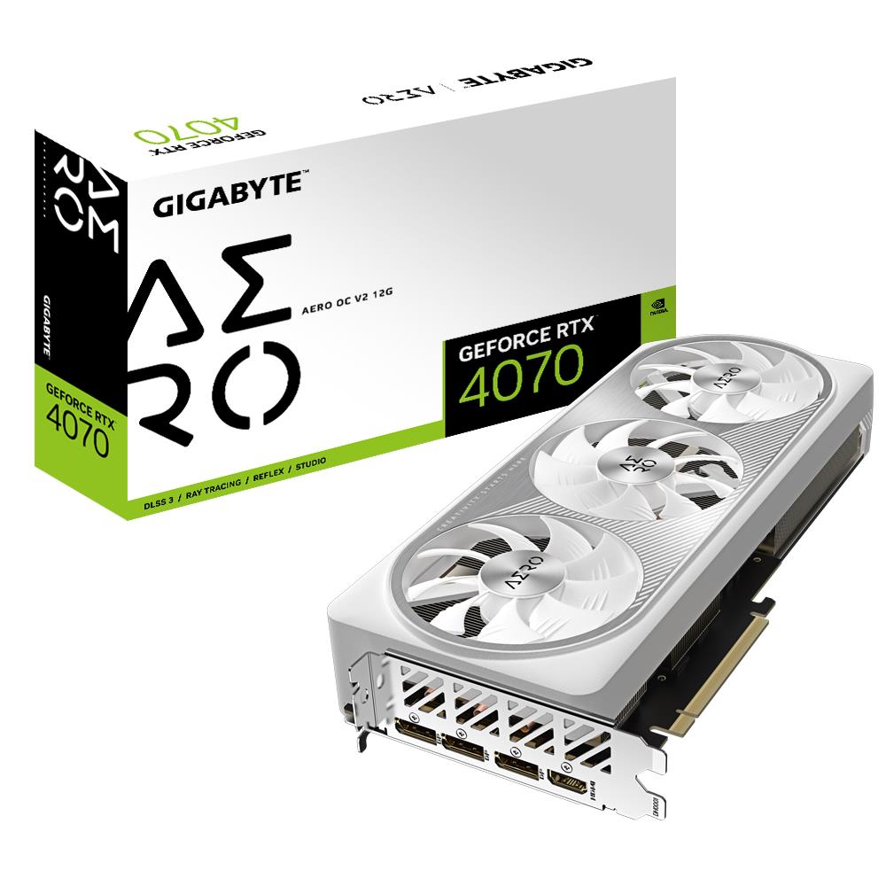 Graphics Card|GIGABYTE|NVIDIA GeForce RTX 4070|12 GB|GDDR6X|192 bit|PCIE 4.0 16x|GPU 2565 MHz|1xHDMI|3xDisplayPort|GV-N4070AERO_OCV2-12GD