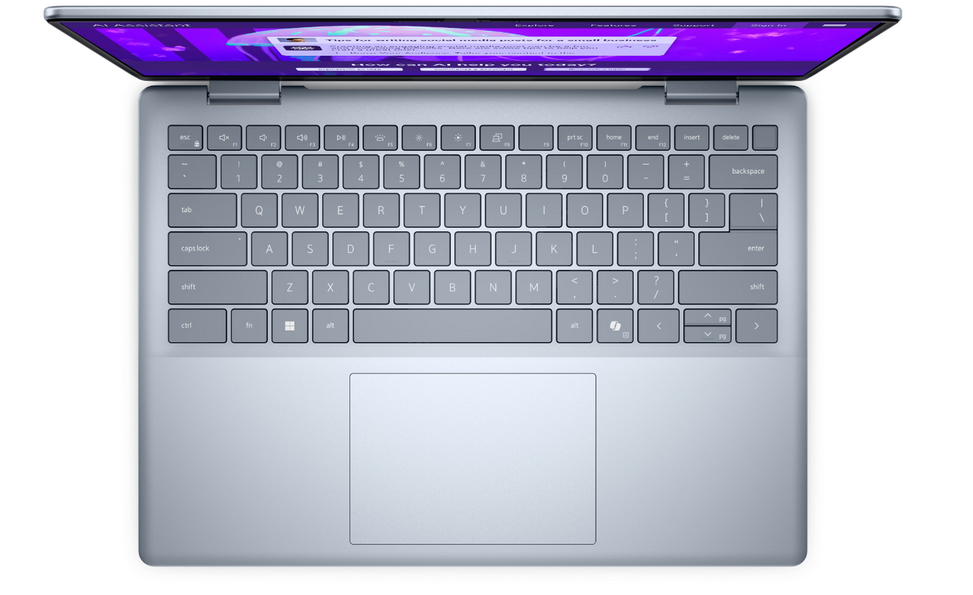 Dell Plus 14 DB14250 | Ice Blue | 14 " | WVA | Touchscreen | 2K | 1920 x 1200 pixels | Intel Core Ultra 7 | 256V | 16 GB | LPDDR5X | Solid-state drive capacity 1000 GB | Intel Arc Graphics | Windows 11 Pro | 802.11be | Keyboard language English | Key...